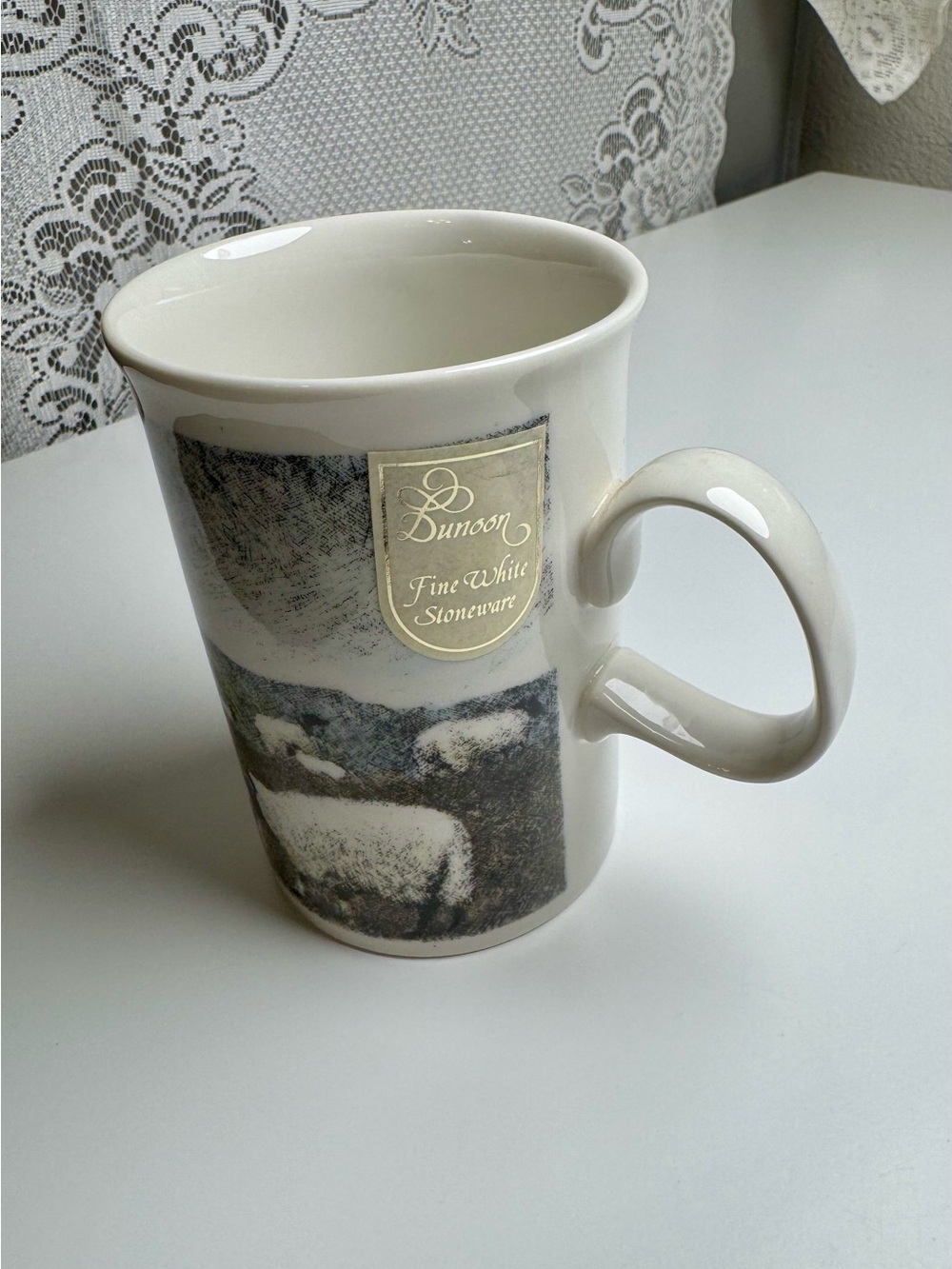 Dunoon Cheviot Fine White Stoneware with Sheep Design